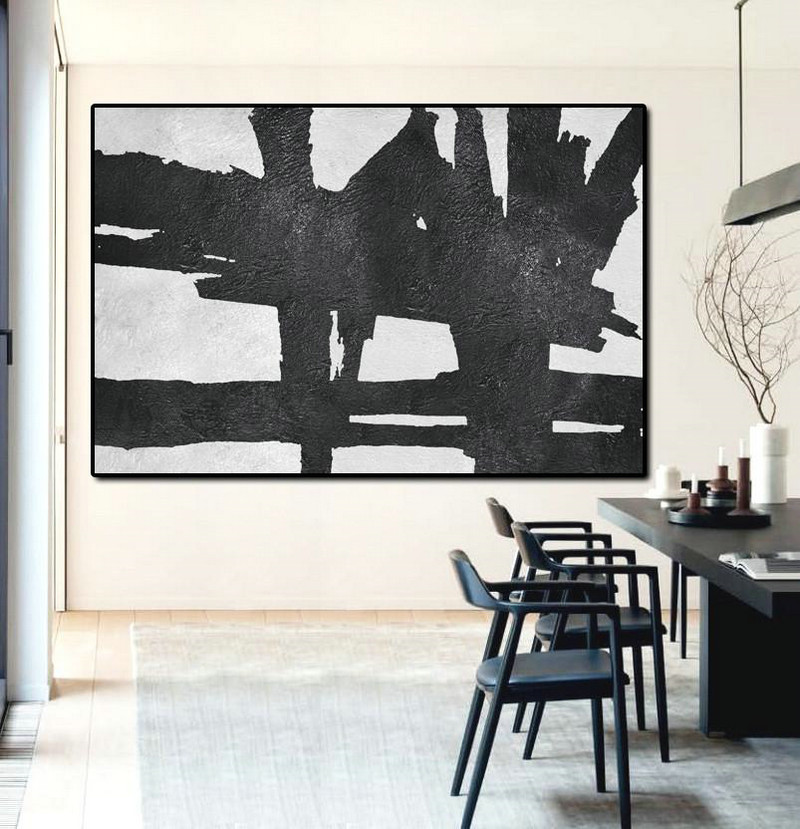 Abstract Oil Painting,Oversized Horizontal Minimal Art On Canvas - Modern Wall Decor